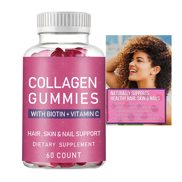 Les produits à base de collagène à vendre à chaud sur marque privée, le collagène végétalien biologique, la biotine, le collagène pour la croissance des cheveux, les ongles et la peau plus solides