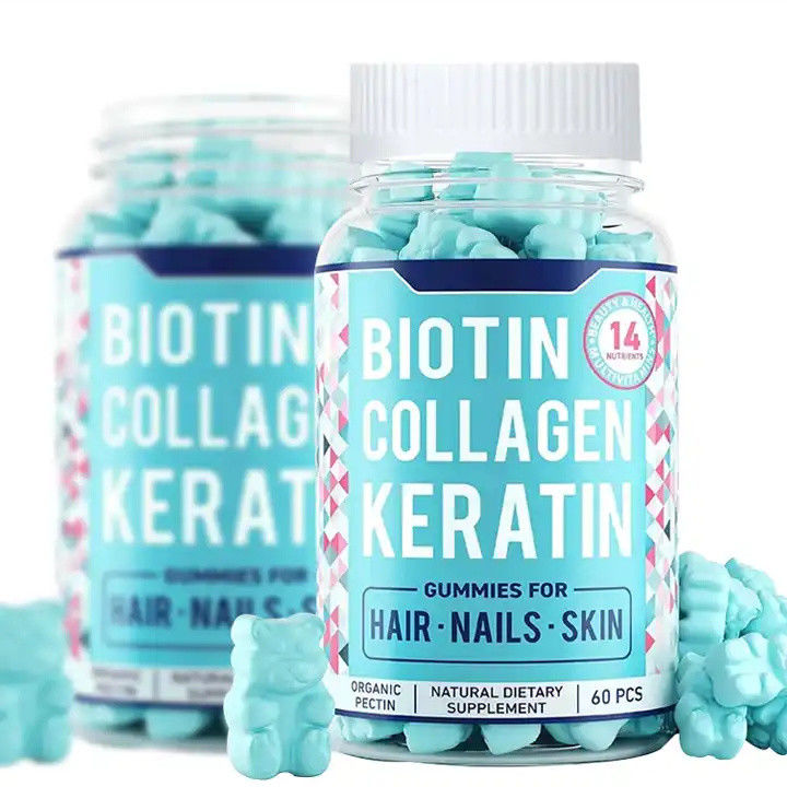 Étiquette privée Oem Vegan Bio Starburst Gummy Candy Croissance des cheveux Ongles et soins de la peau Vitamines Collagène Biotine gomme