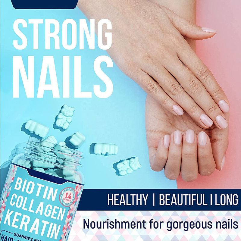 Étiquette privée Oem Vegan Bio Starburst Gummy Candy Croissance des cheveux Ongles et soins de la peau Vitamines Collagène Biotine gomme