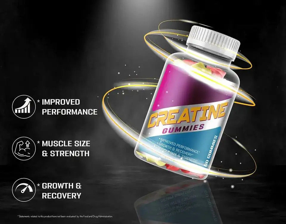 Suppléments végétaliens de marque privée Bcaa Creatine Monohydrate Gummy Pre-Workout Energy Creatine Gummies