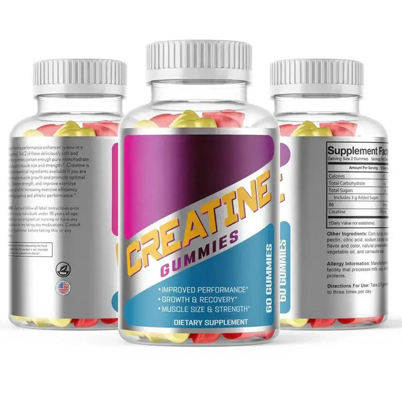 Suppléments végétaliens de marque privée Bcaa Creatine Monohydrate Gummy Pre-Workout Energy Creatine Gummies