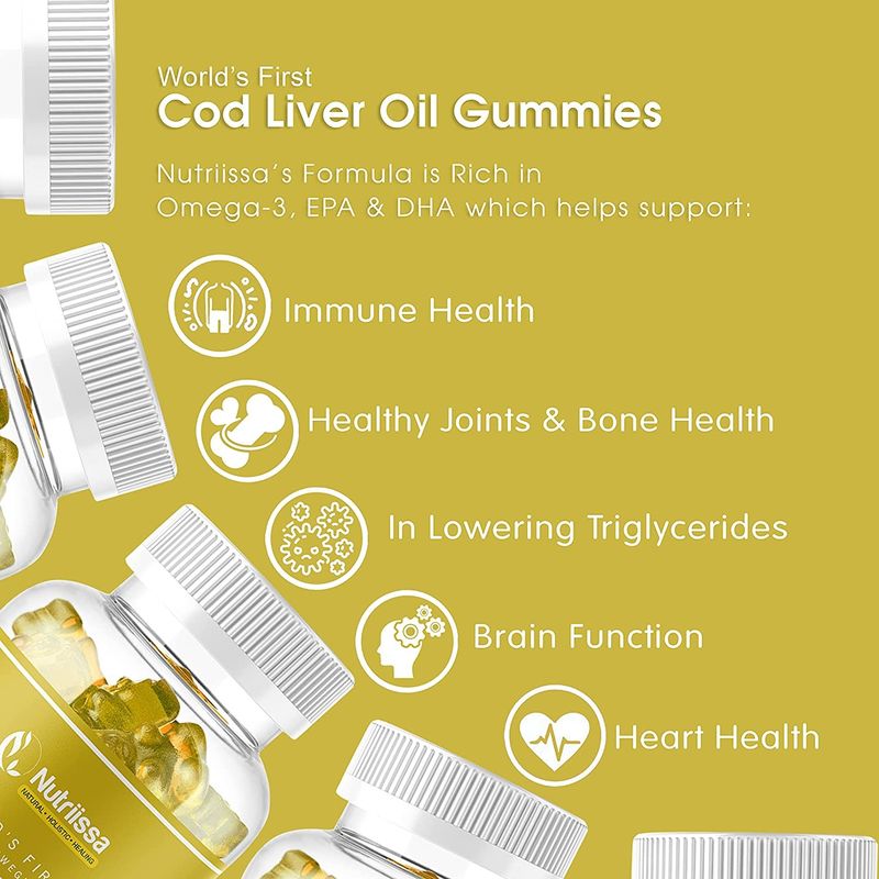 L'huile de foie de morue biologique gomme d'huile de poisson gomme riche en oméga-3, Epa Dha, vitamines