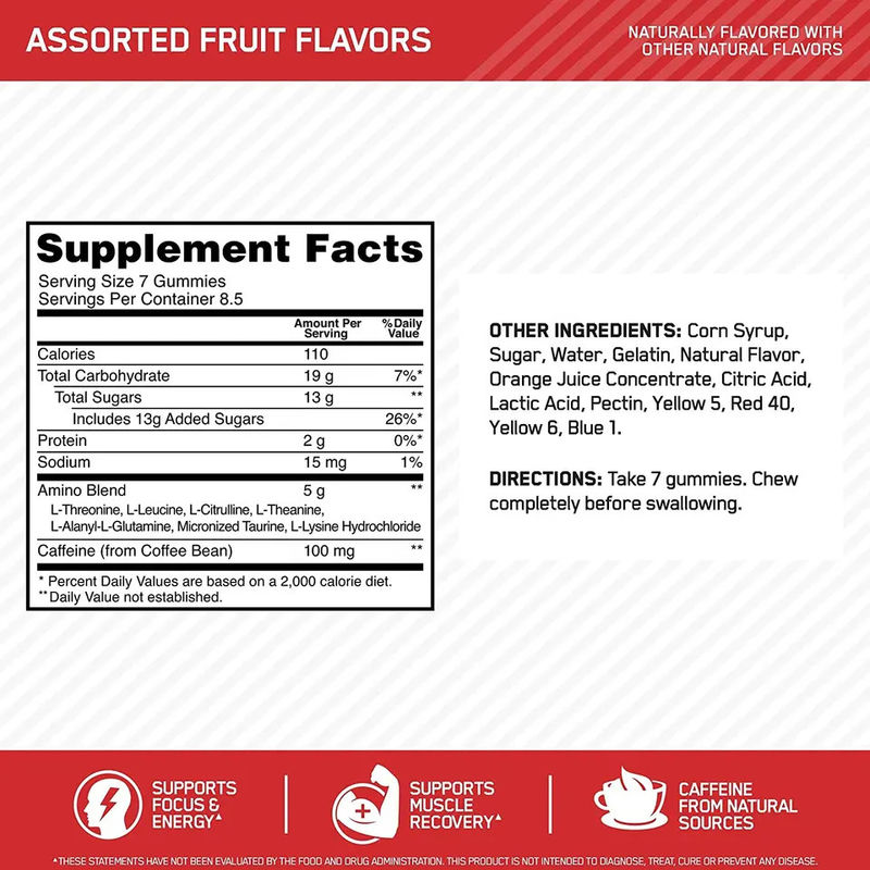 Oem soutient la récupération musculaire de l' énergie Amino Energy Gummies Supplément pour l' énergie à tout moment