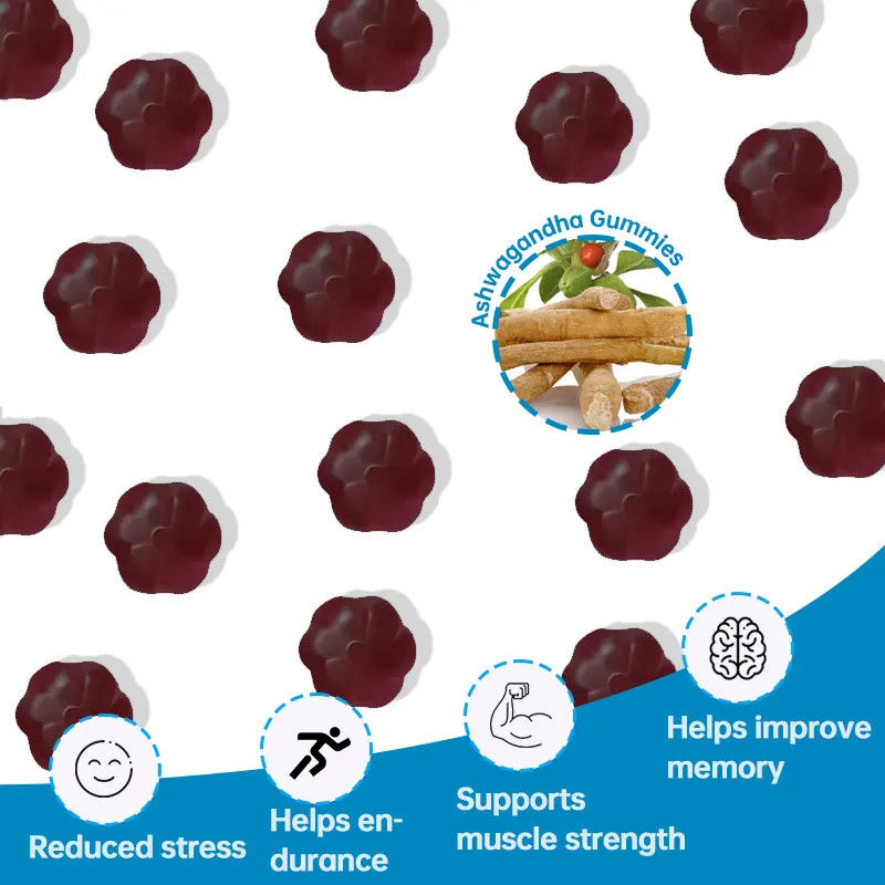 Des bonbons à la gomme personnalisés Ashwaganda Gummies Suppléments de soins de santé pour améliorer l'immunité et un bon sommeil