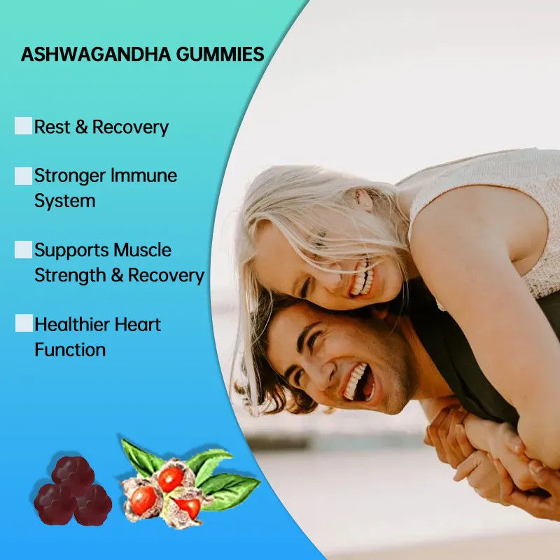 Des bonbons à la gomme personnalisés Ashwaganda Gummies Suppléments de soins de santé pour améliorer l'immunité et un bon sommeil