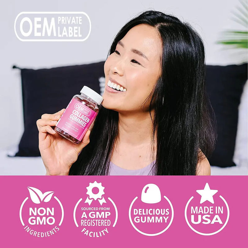 Soins de santé Étiquette privée Gmp usine Blanchiment de la peau Multivitamines Supplément de collagène Bonbons gommés