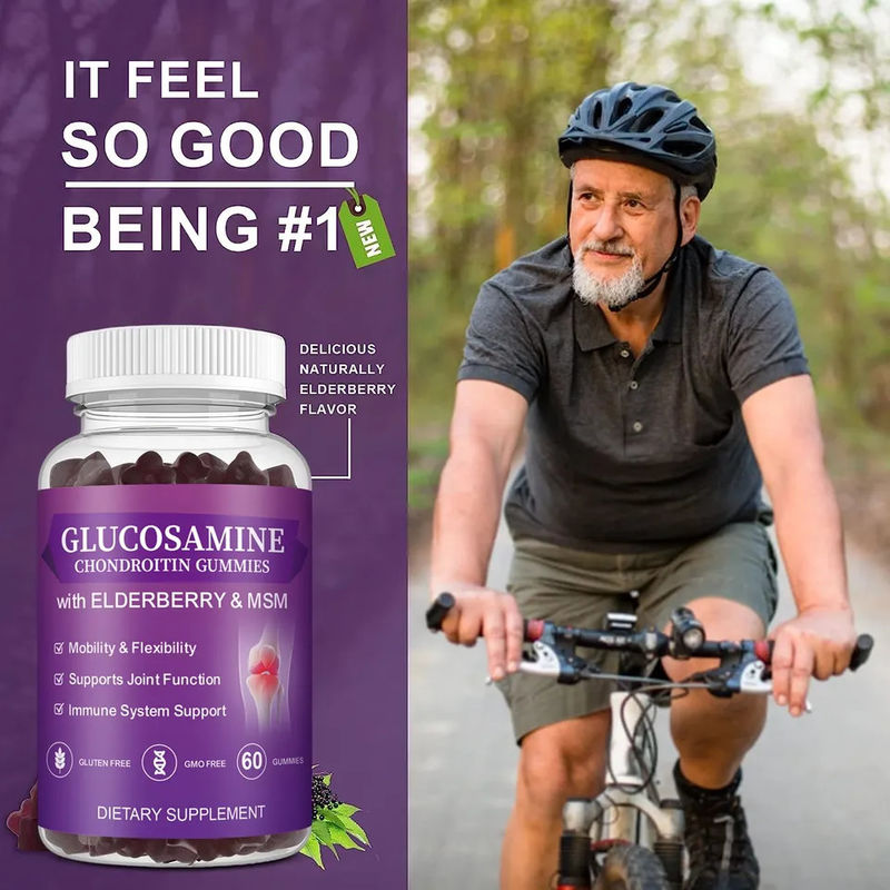 Supplément pour les personnes âgées Glucosamine Chondroïtine gomme avec soutien articulaire et antioxydant immunitaire