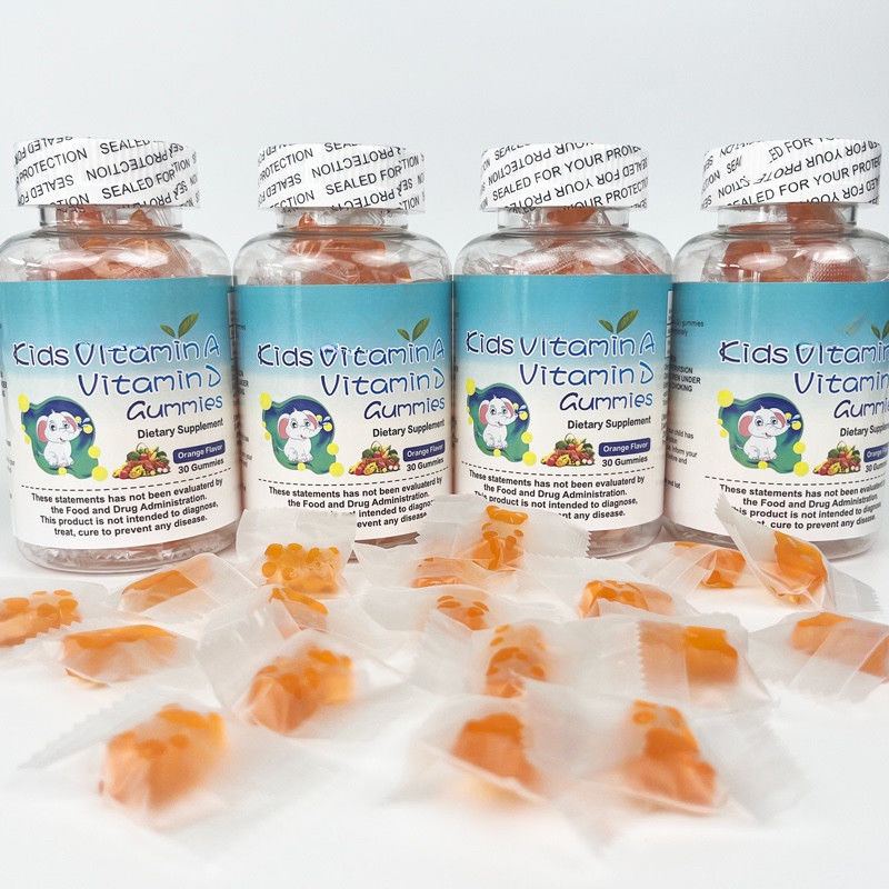 Étiquette privée Oem Sans sucre pour enfants Supplément sain Vitamine A et Vitamine D3 gommes pour enfants