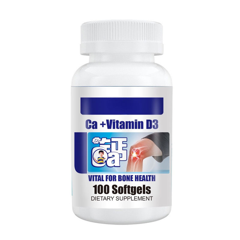 Produits de marque personnalisés Softgel Capsules de calcium et de vitamine D3 Suppléments pour améliorer la croissance saine des os et de tee