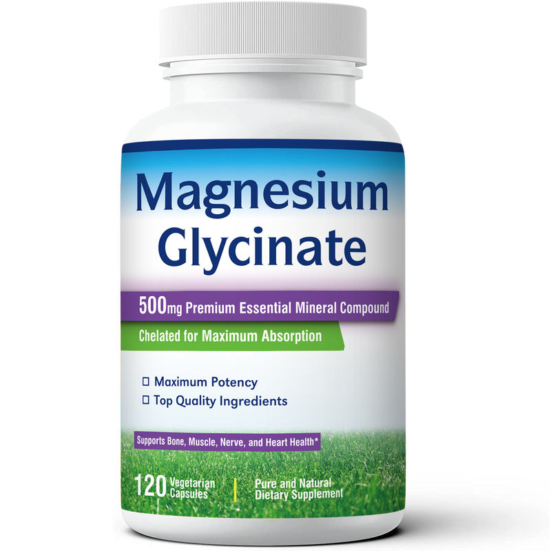 Les capsules de glycinate de magnésium d'Oem soutiennent le soulagement du stress, le sommeil, la santé cardiaque, les nerfs, les muscles et le soutien des os