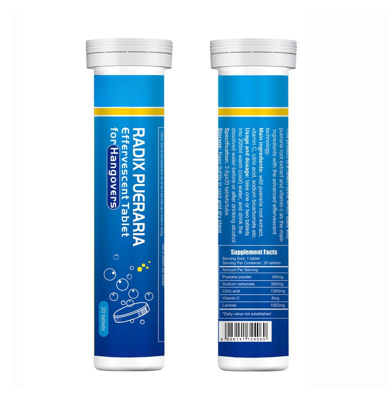 Produit de marque personnalisé Formule Suppléments à base de plantes Protection du foie Soulagement de la gueule de bois Tablettes effervescentes