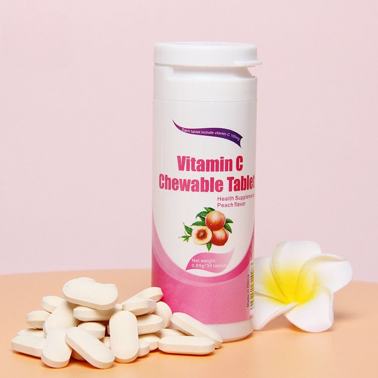 Produit de marque privée pour blanchiment de la peau Suppléments d' immunité personnalisés Vitamine C 100 mg 500 mg Comprimés à mâcher