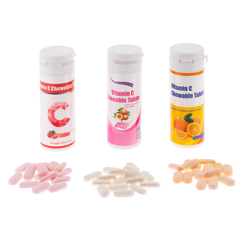Produit de marque privée pour blanchiment de la peau Suppléments d' immunité personnalisés Vitamine C 100 mg 500 mg Comprimés à mâcher
