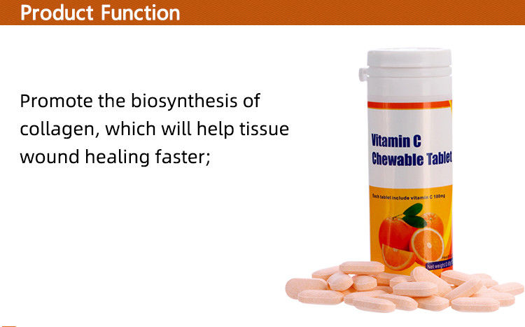 Produit de marque privée pour blanchiment de la peau Suppléments d' immunité personnalisés Vitamine C 100 mg 500 mg Comprimés à mâcher